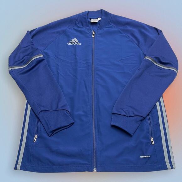 ADIDAS Men’s Medium Blue Gray Full Zip Warmup Jacket - Picture 1 of 5